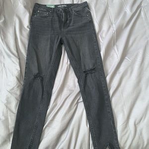 high rise skinny distressed jeans